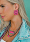The Pink Flower Cluster Earrings