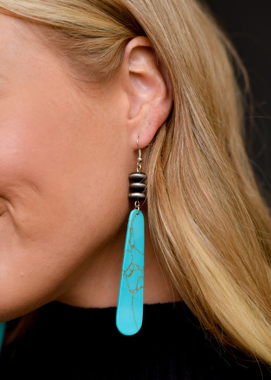 The Hannah Navajo Disc Turquoise Slab Earrings