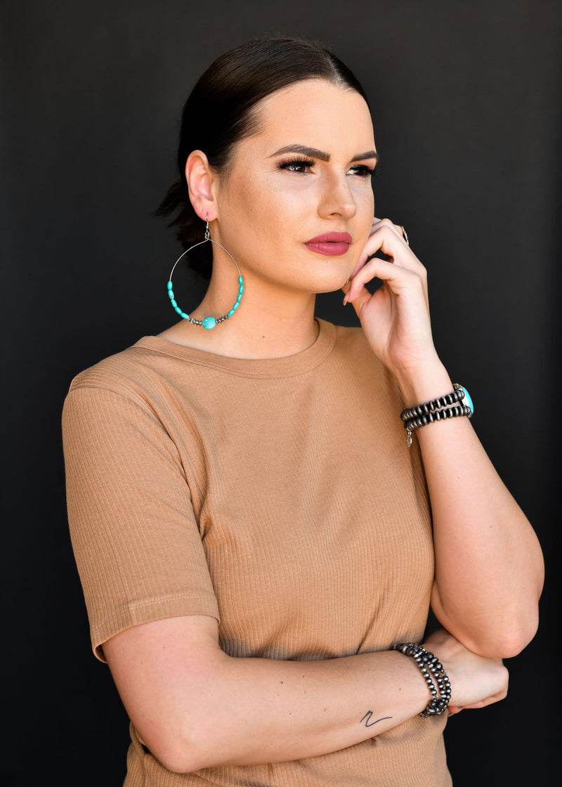 The Carli Beaded Wire Hoop Earrings