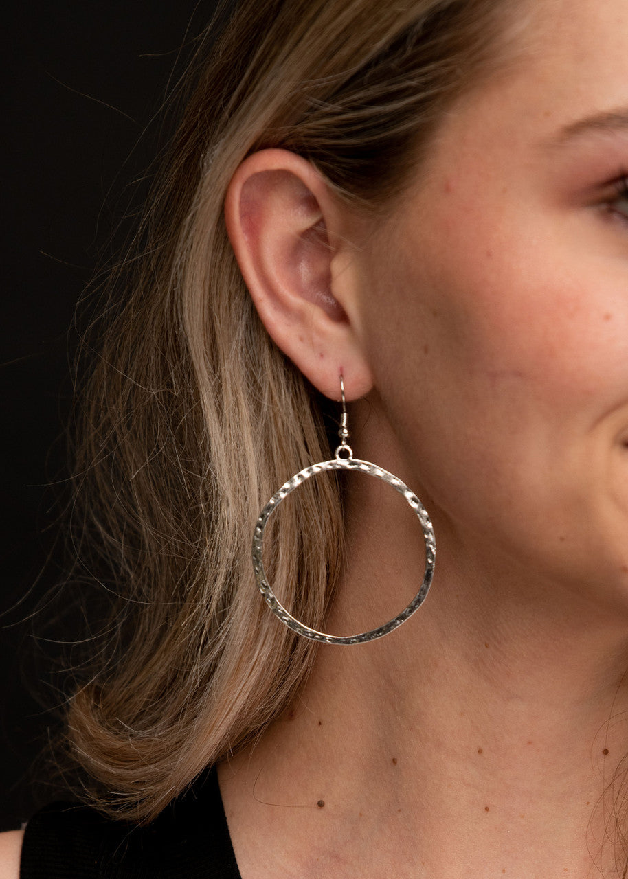 The Burnished Silver Circle Outline Earrings