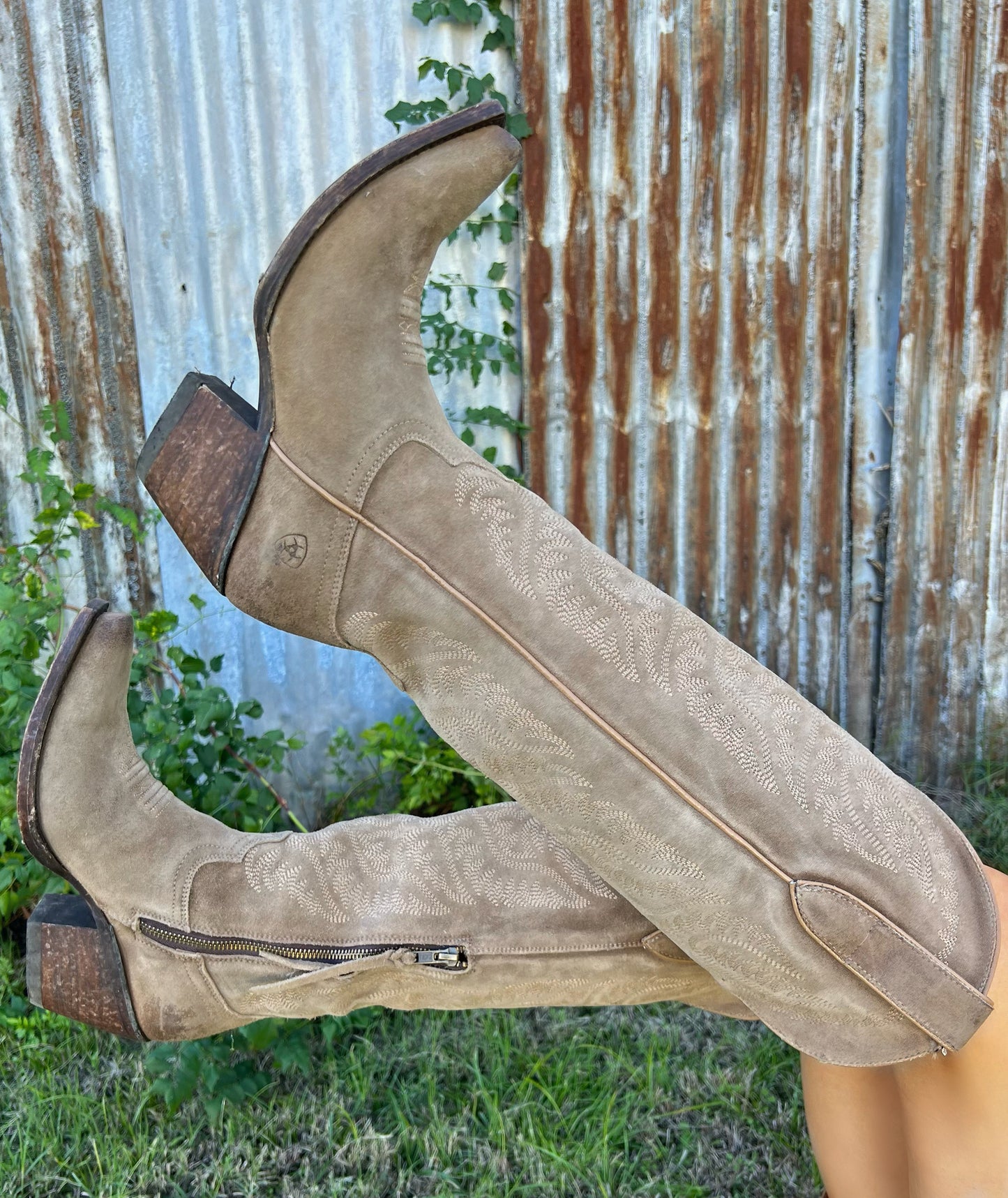 The Ariat Laramie StretchFit Western Boot - Distressed Dijon Suede