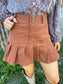 The Rust Pleated Corduroy Mini Skirt