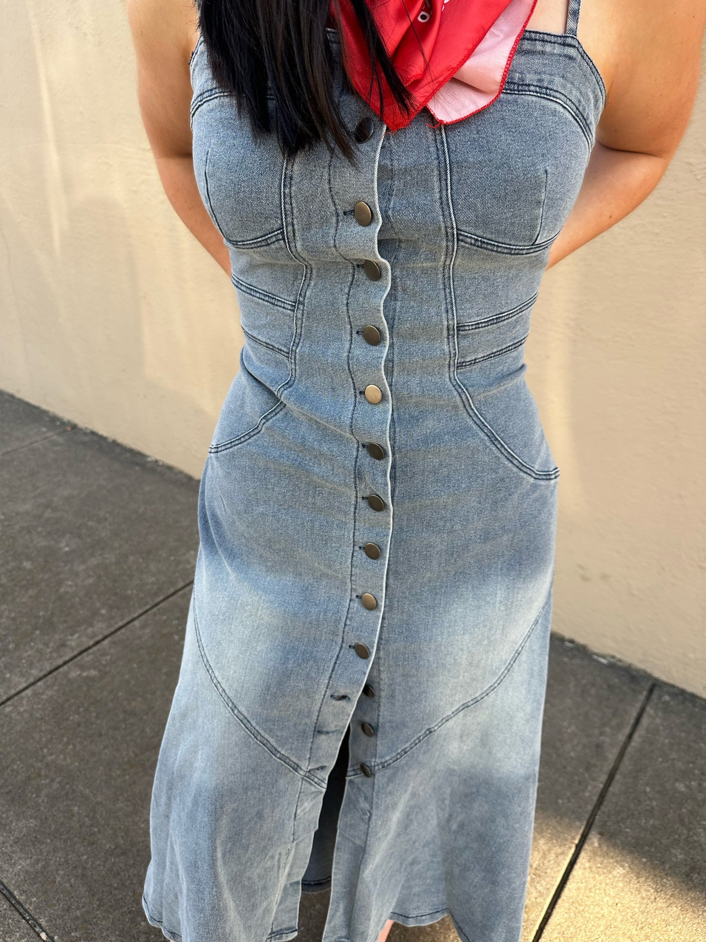 The Callie Denim Maxi Dress