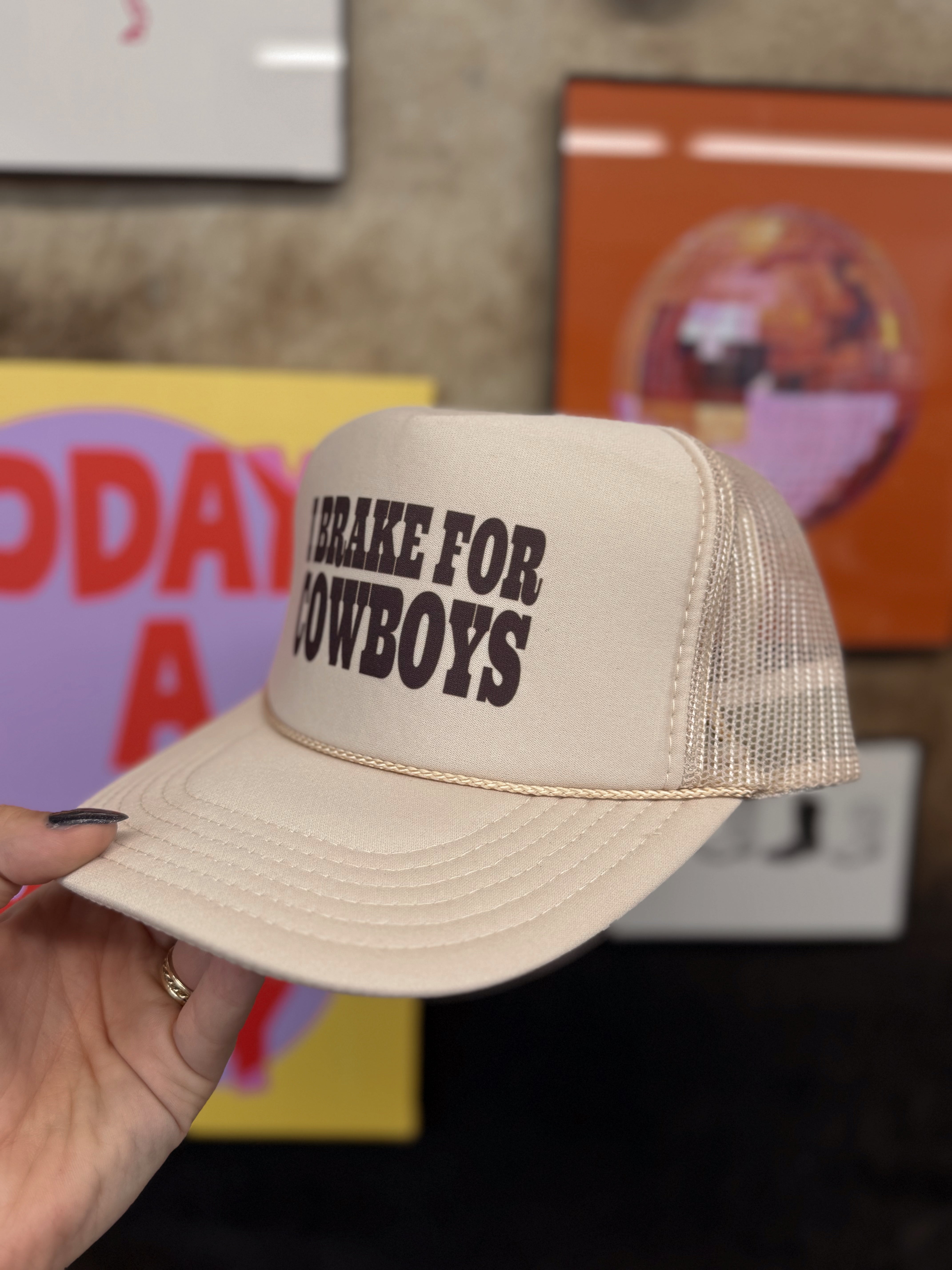The "I Brake For Cowboys" Trucker Hat
