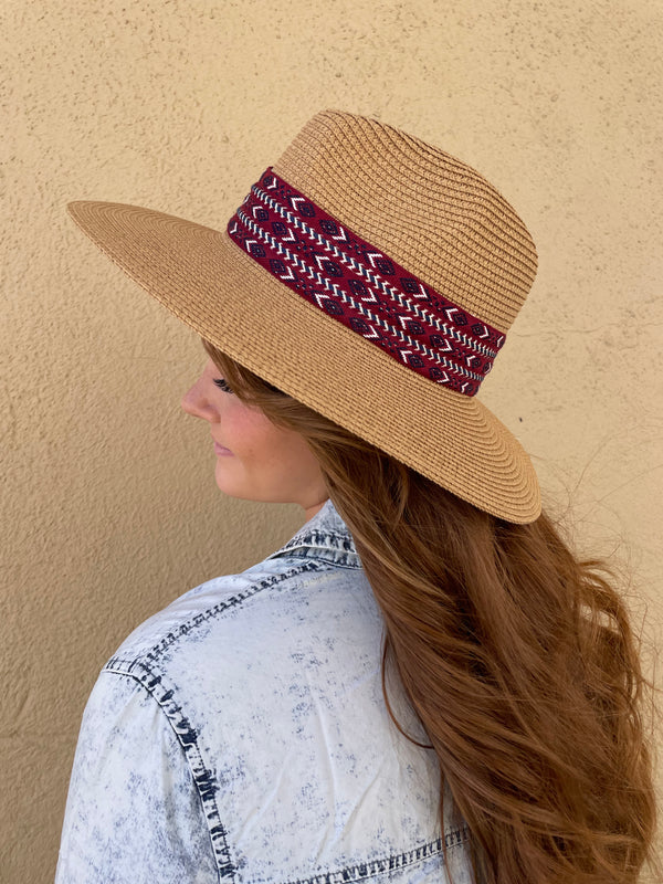 The Burgundy Rancher Woven Hat