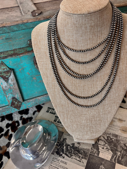 Hand-Strung 4mm Sterling Silver Navajo Pearls