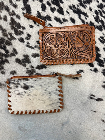 The Kacey Cowhide Tooled Leather Coin Purse