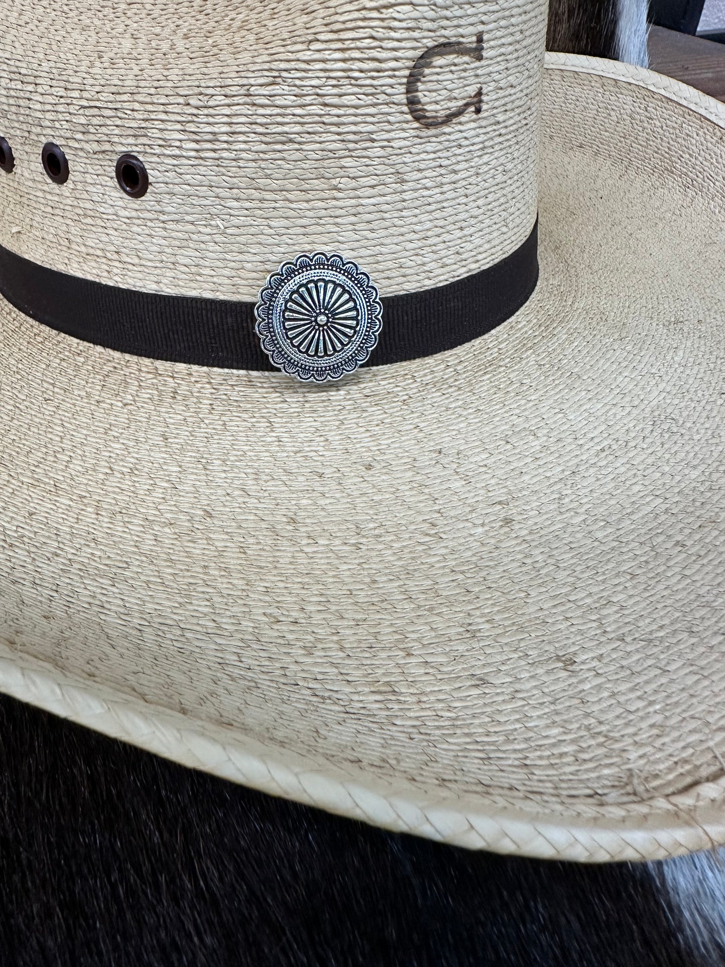 The Silver Stamped Concho Hat Pin