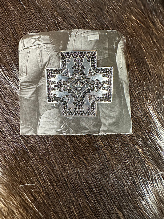 The Burnished Silver Cross Hat Pin