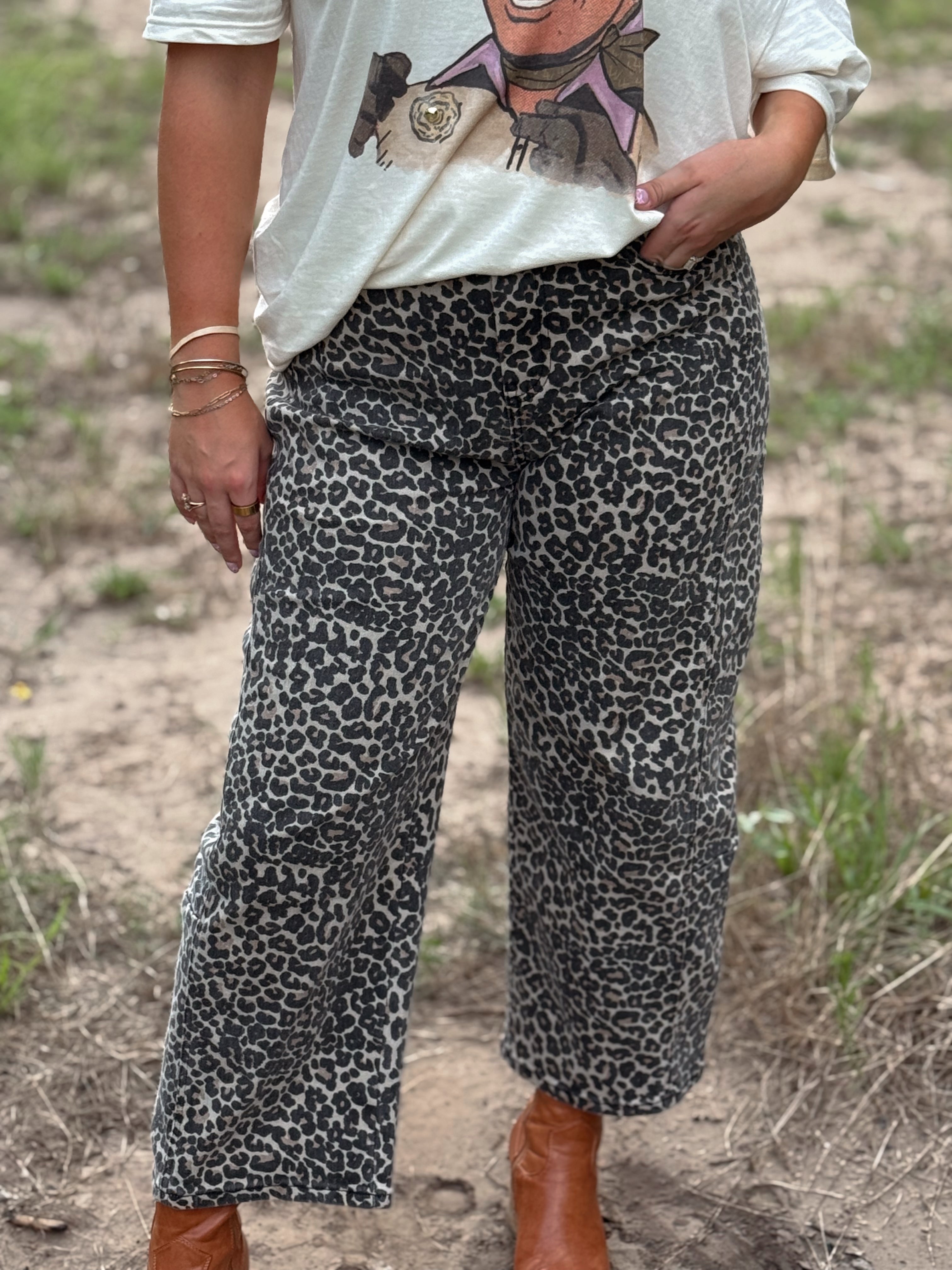 The Dylan Leopard Print Barrel Jeans