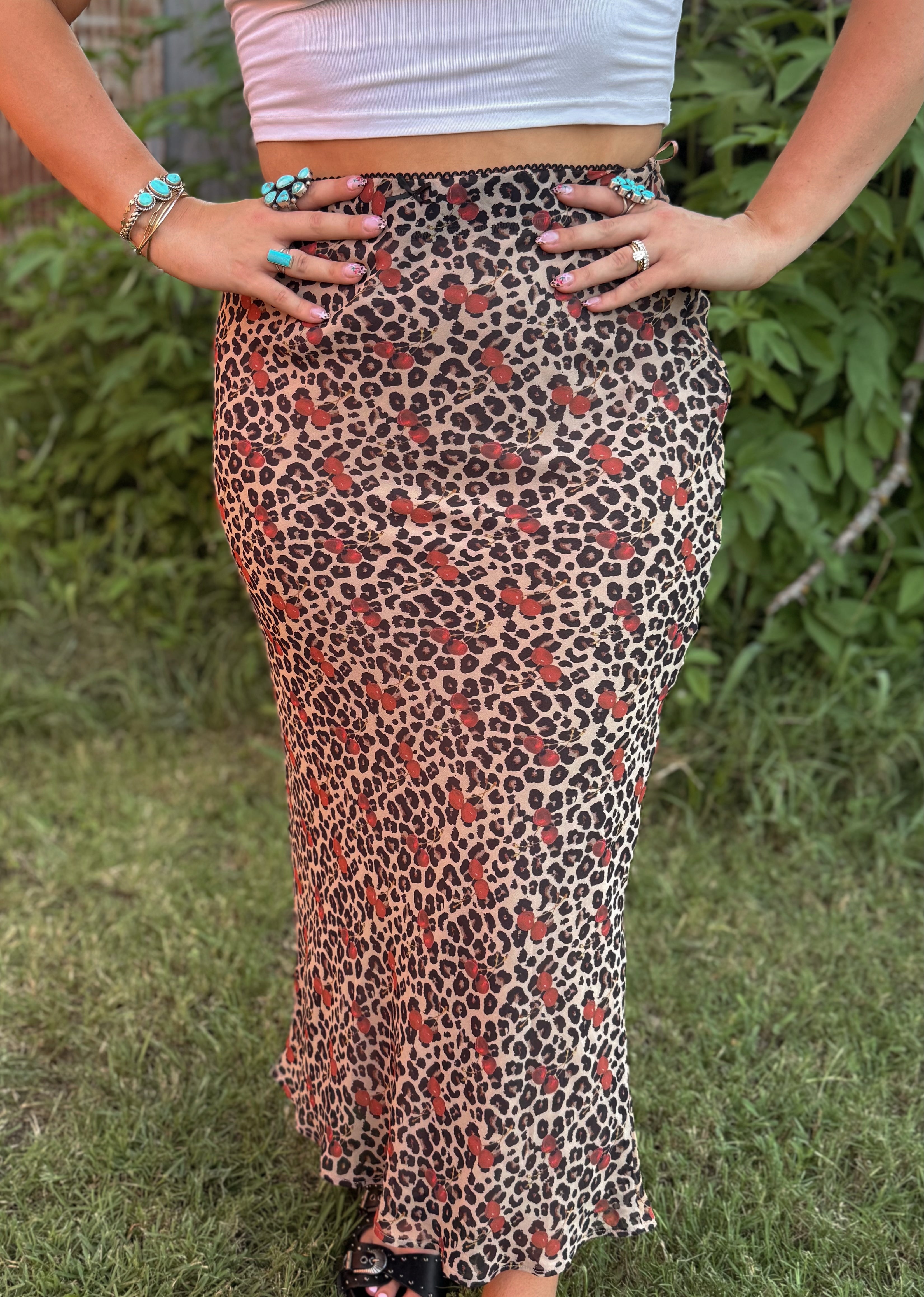 The Dixie Leopard and Cherry Maxi Skirt
