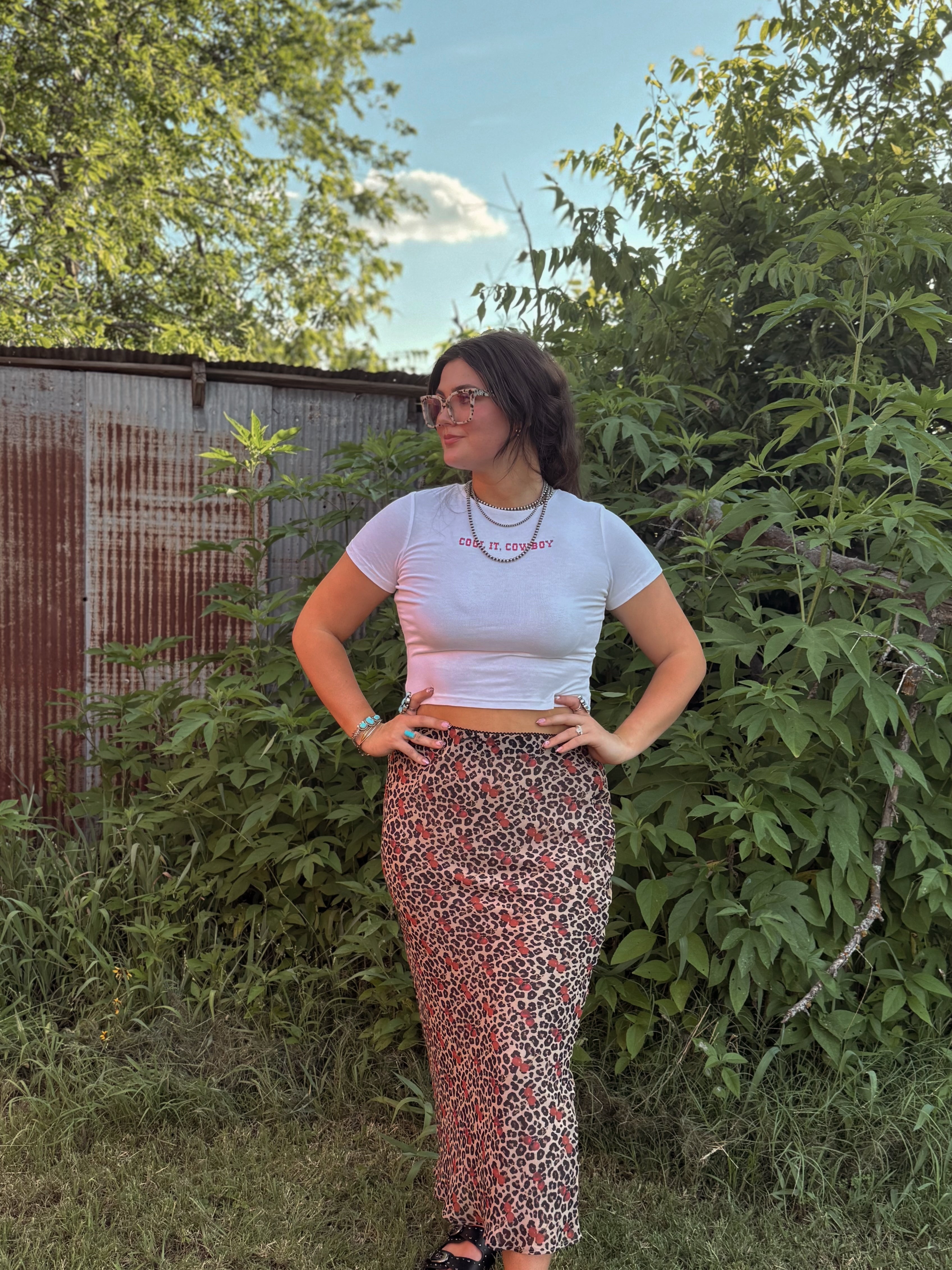 The Dixie Leopard and Cherry Maxi Skirt