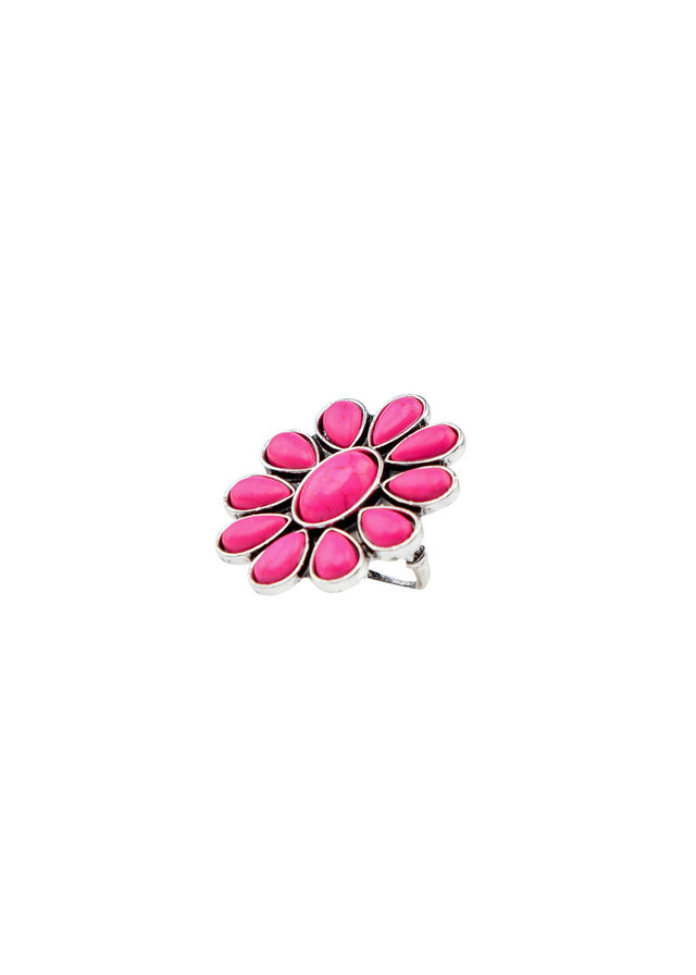 The Adjustable Pink Flower Cluster Ring
