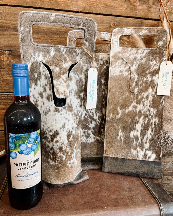 The Agave Sky Cowhide Wine Bag - Chocolate