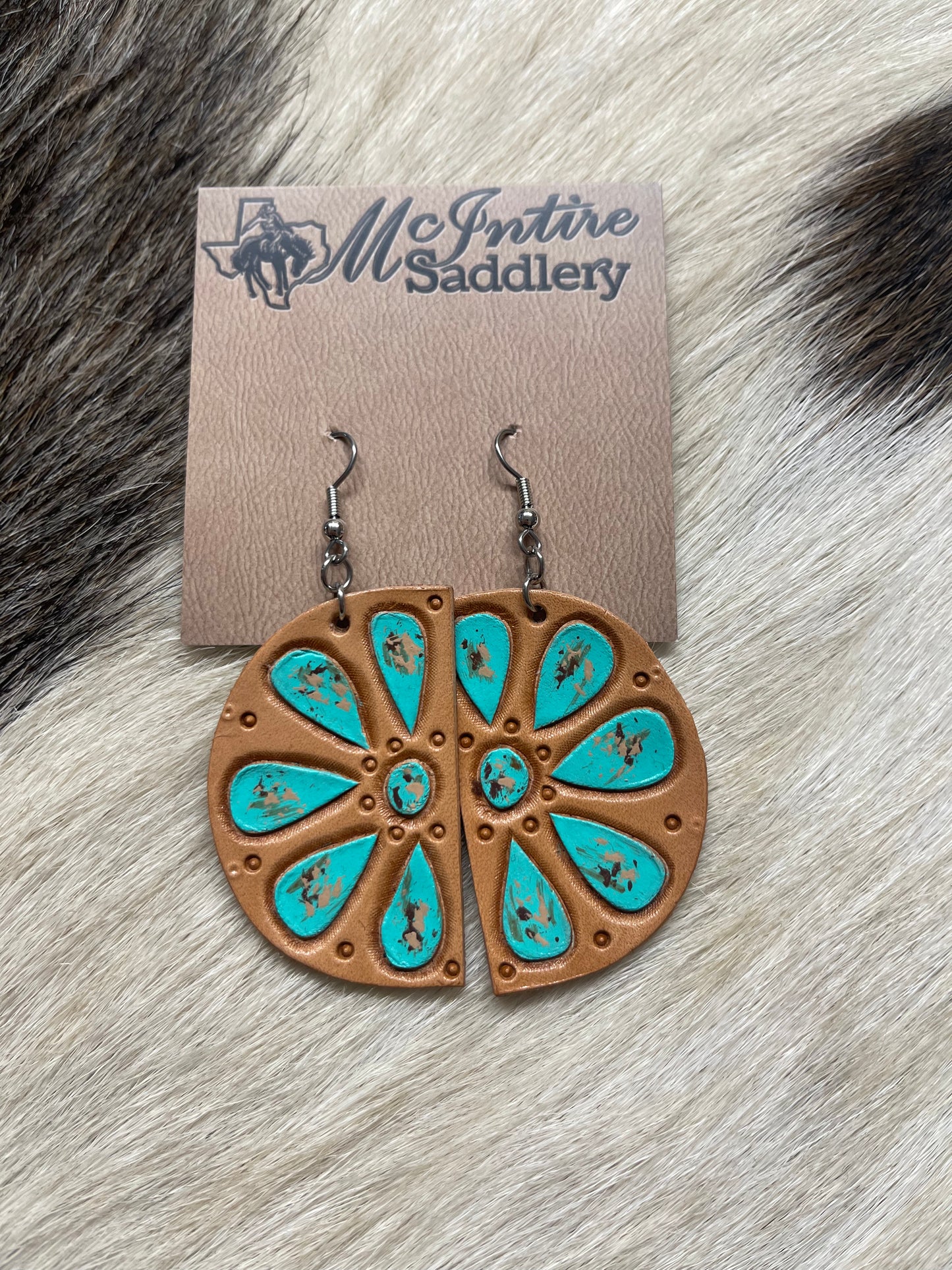 The Turquoise Stone Flower Earrings