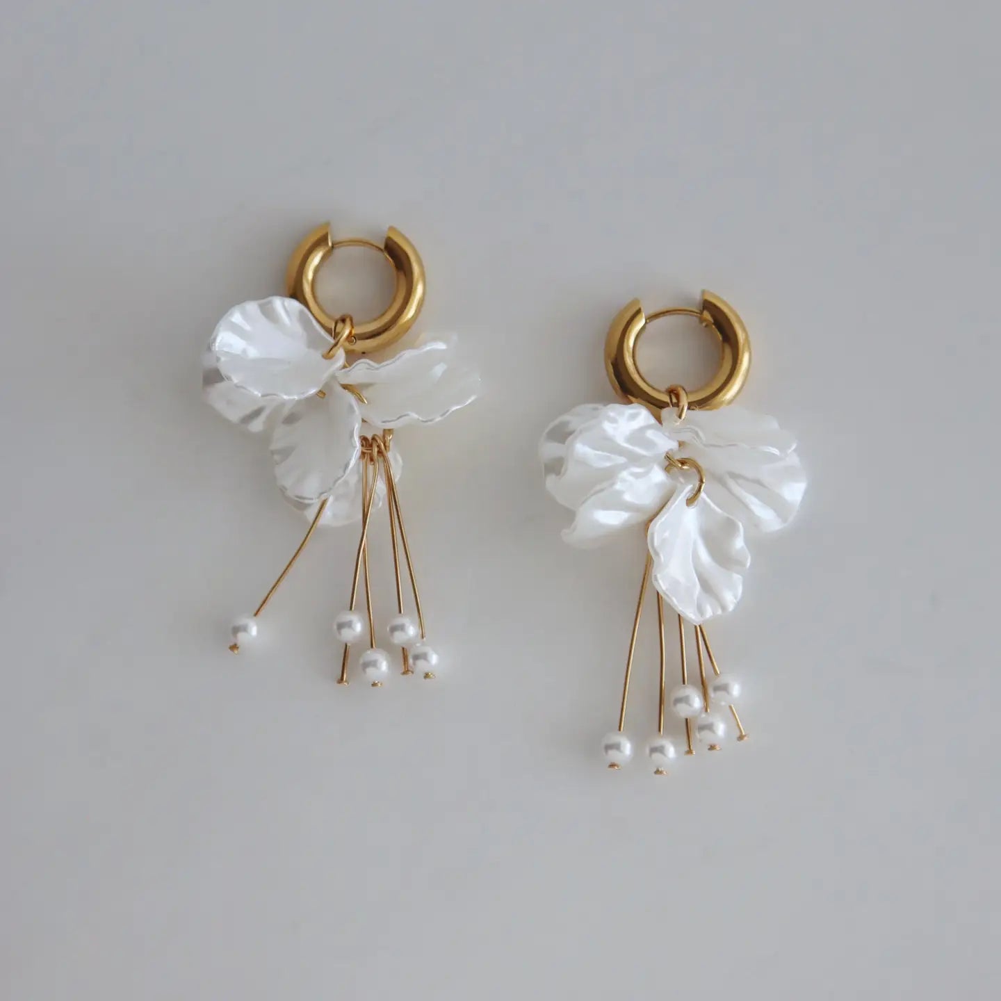 The Pearl Petal Drop Hoop Earrings
