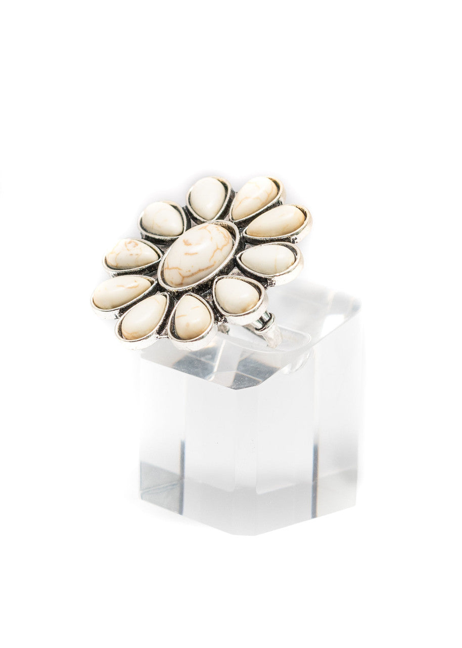 The Adjustable Ivory Flower Cluster Ring
