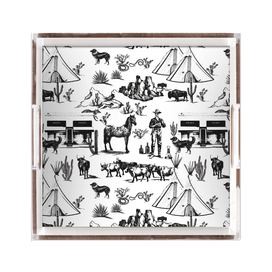 The Marfa Toile Lucite Tray (two colors)