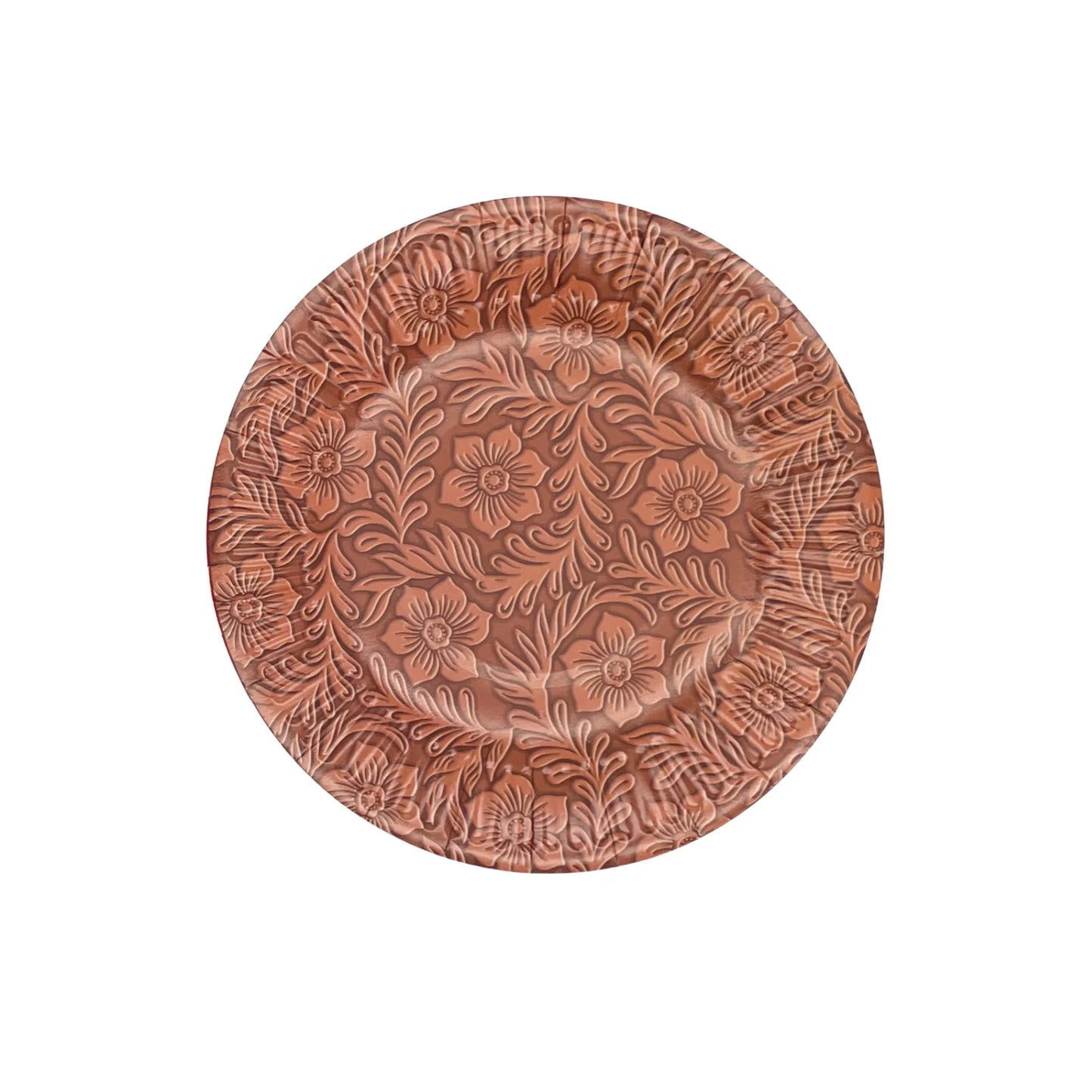 The Floral Tooled Leather Dessert Plates (8 pack)
