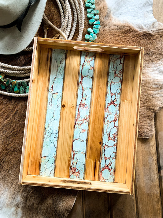 The Wooden Turquoise Inlay Tray