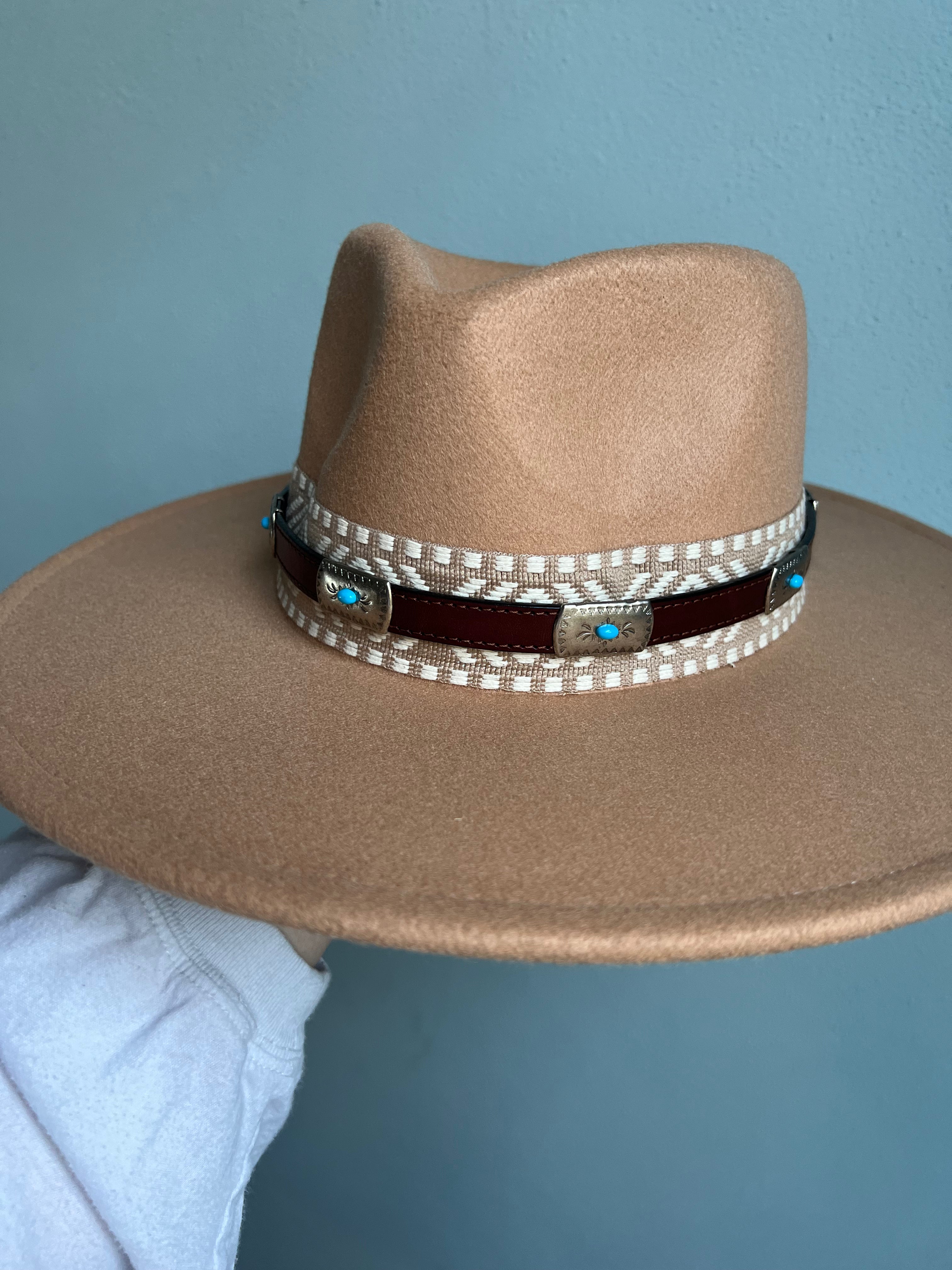 The Leather and Turquoise Hat Band - Brown
