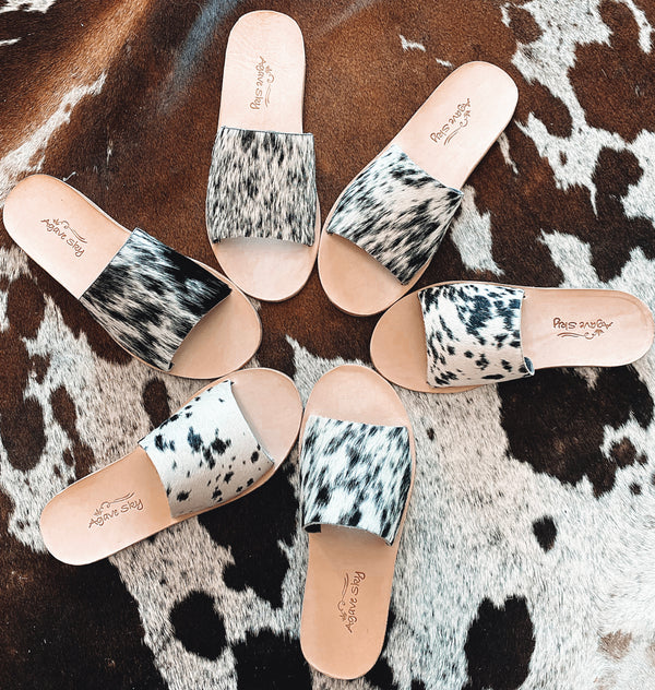 The Salt N Pepper Cowhide Agave Sandal