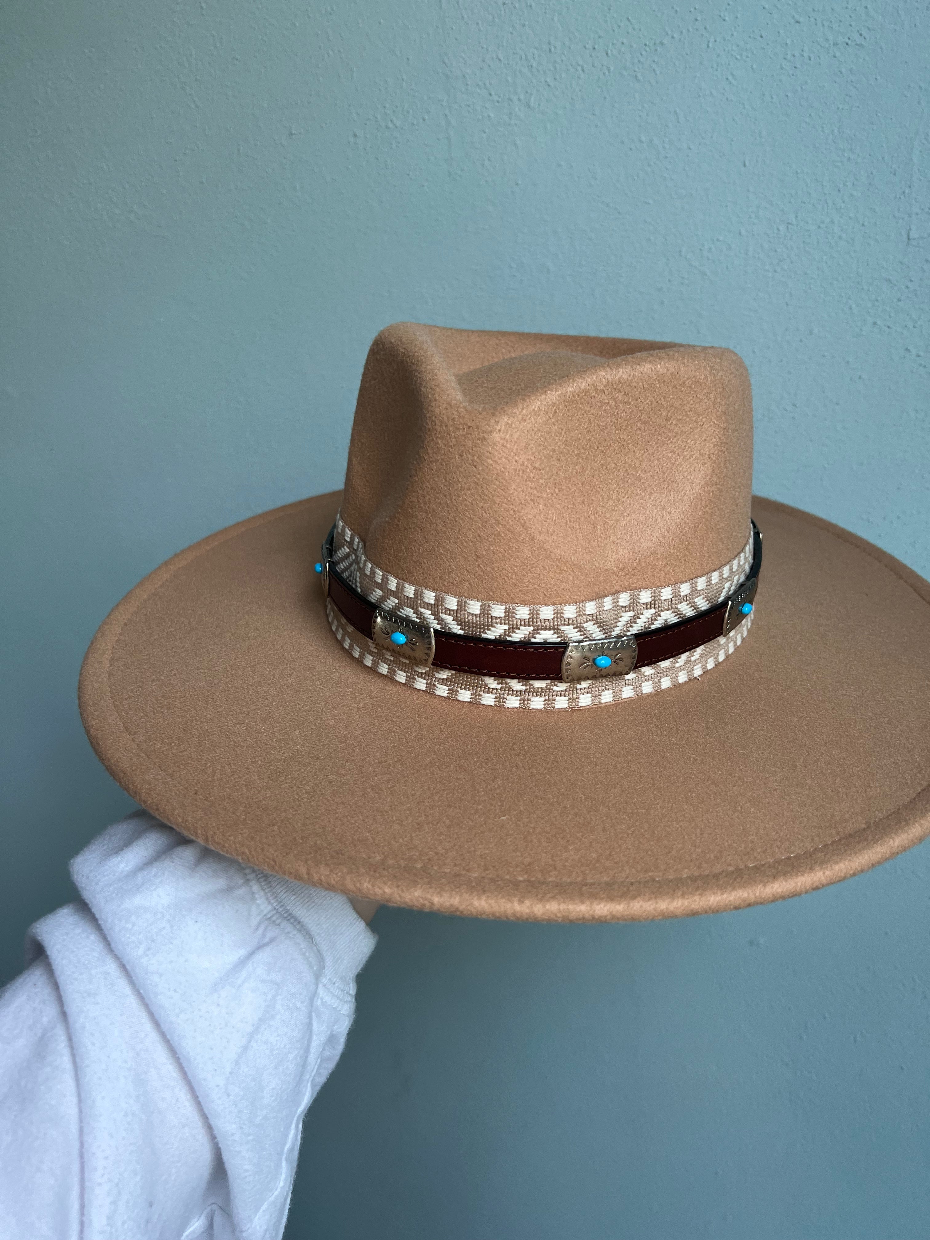 The Leather and Turquoise Hat Band - Brown