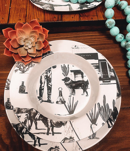 The Marfa Toile Dinnerware 3 Piece (sold separately, two colors)