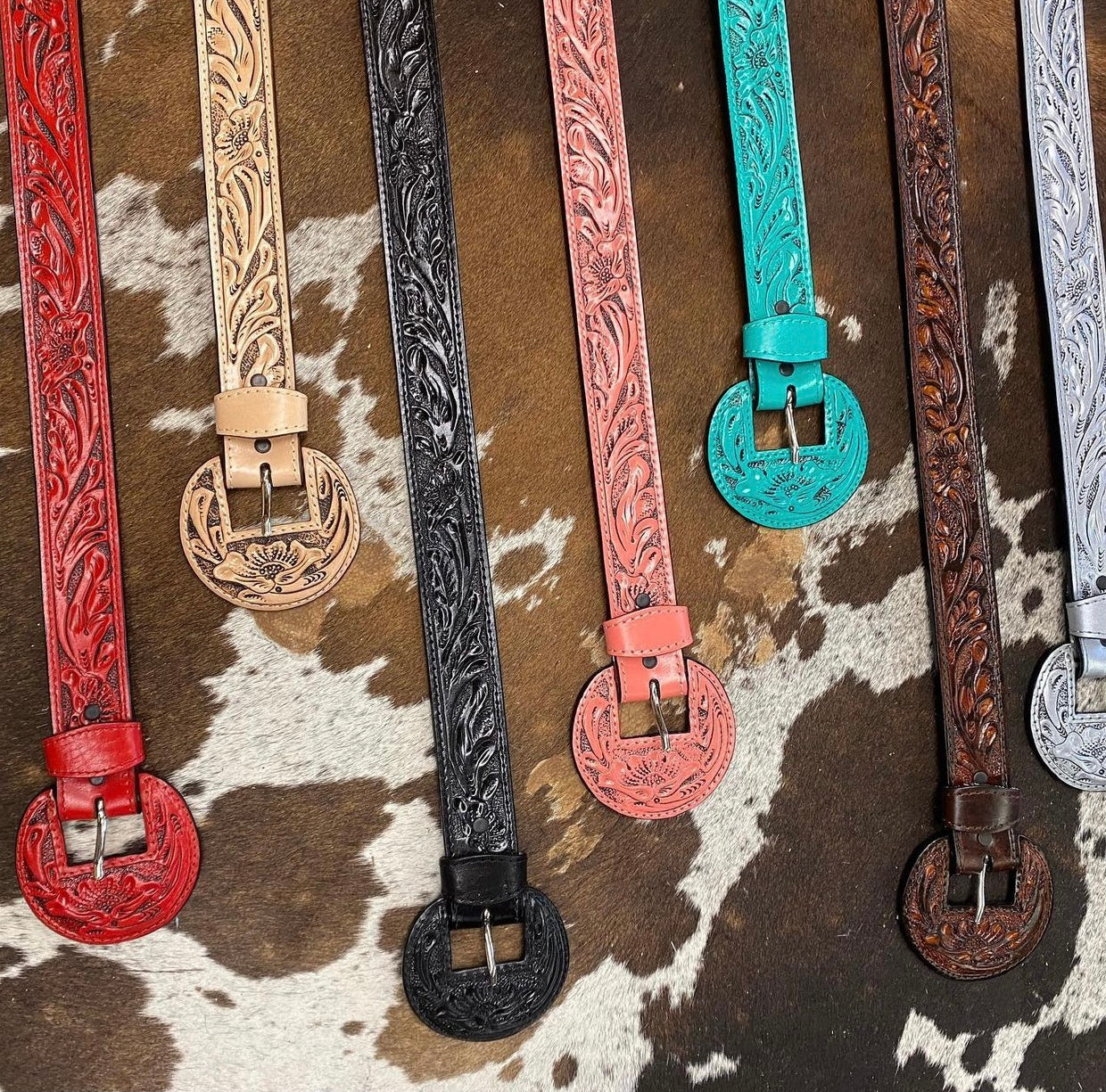 The Que Chula Leather Tooled Belt (6 Colors)