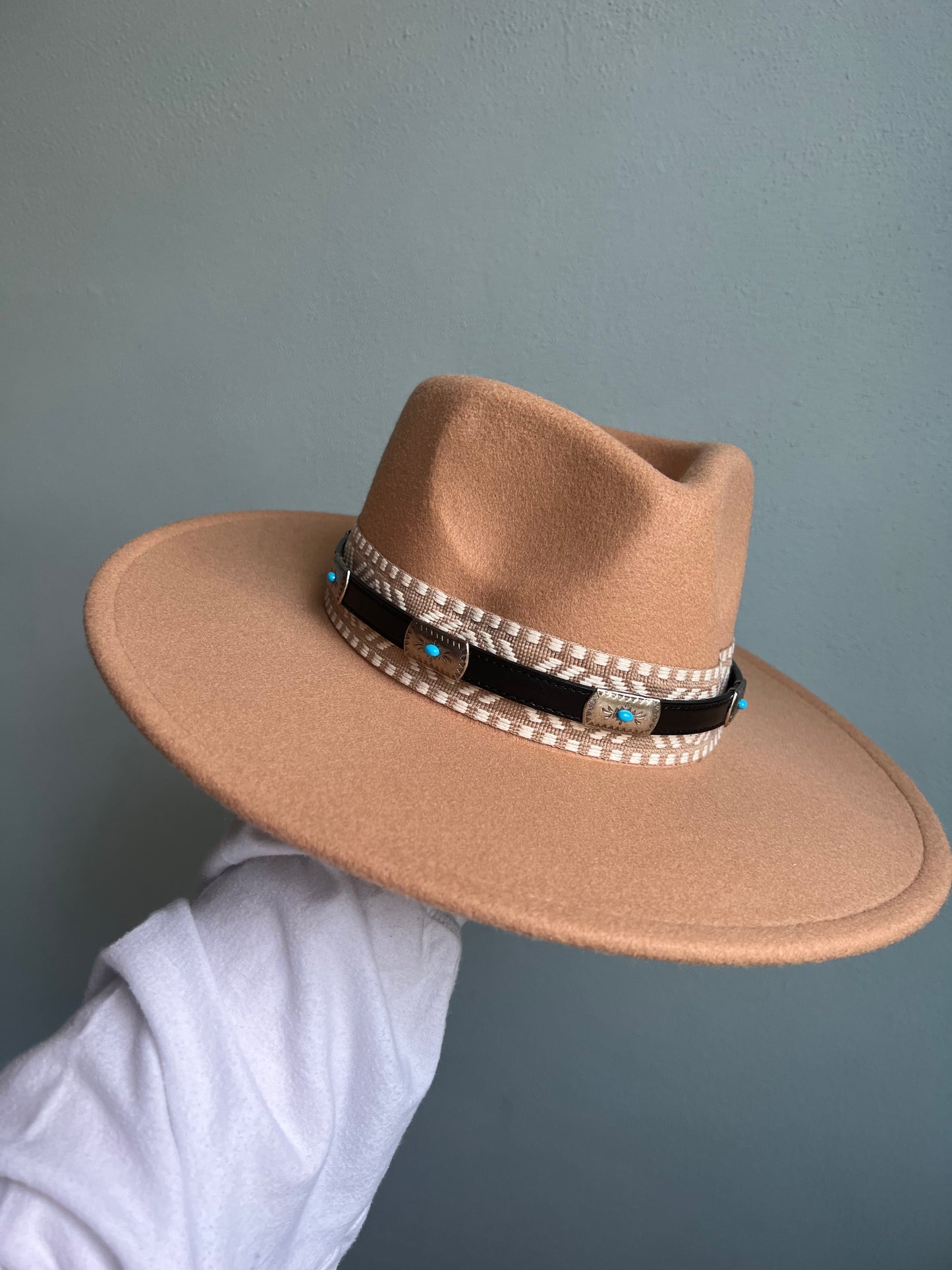 The Leather and Turquoise Hat Band - Black