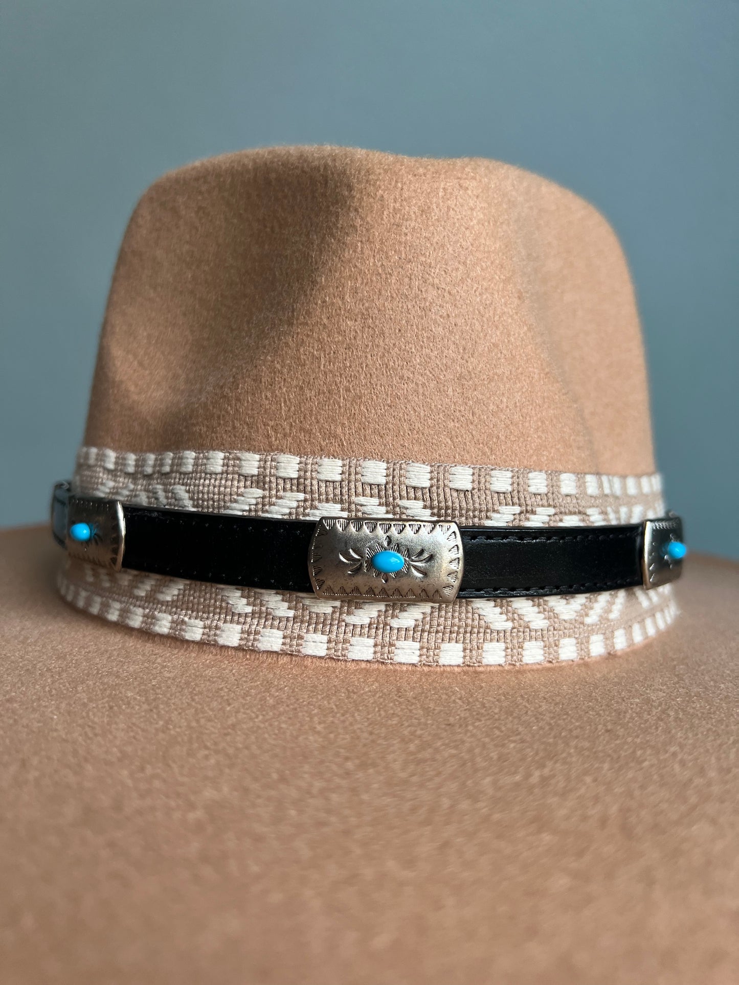 The Leather and Turquoise Hat Band - Black