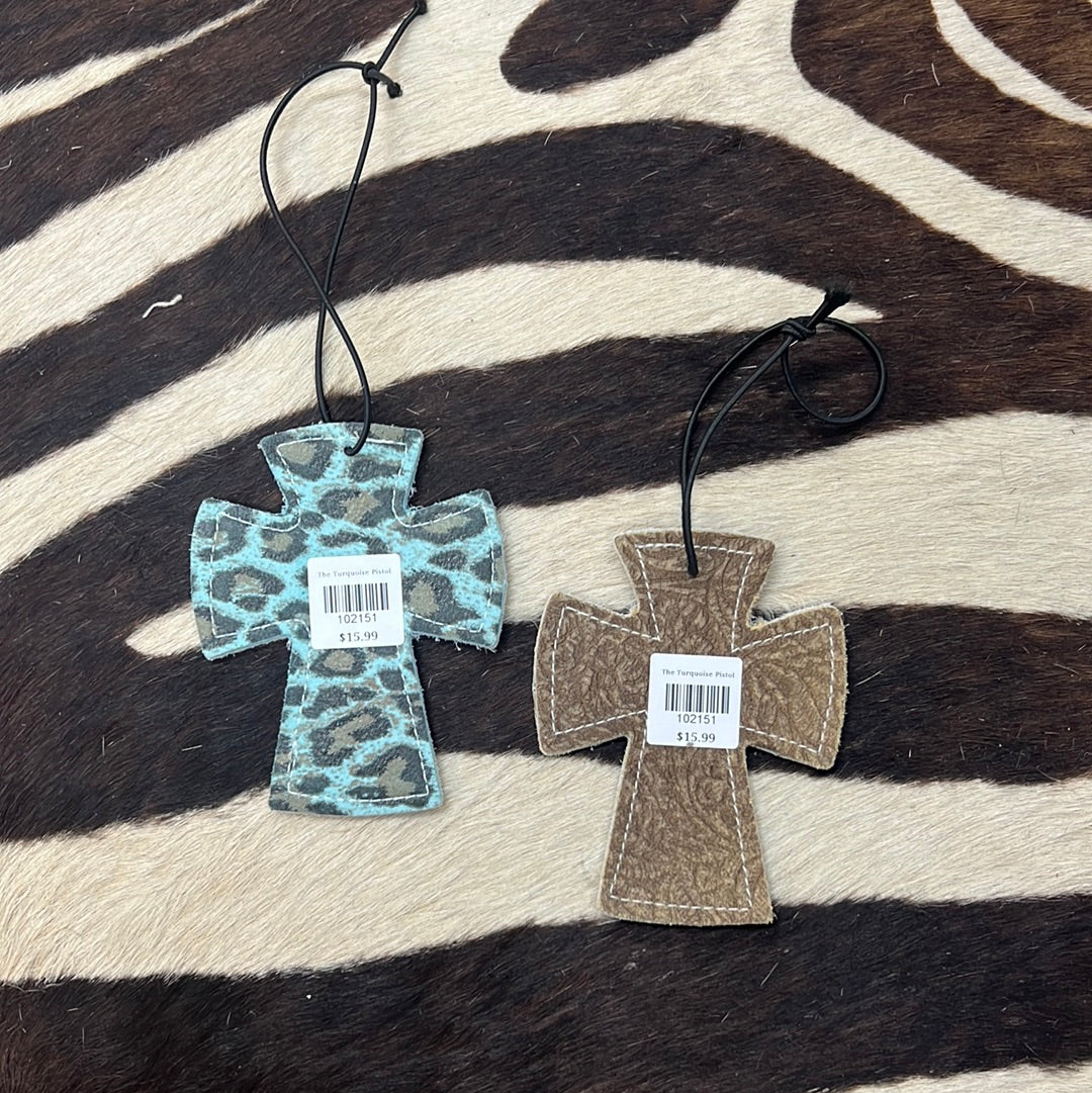 The Cross Cowhide Tag Charm