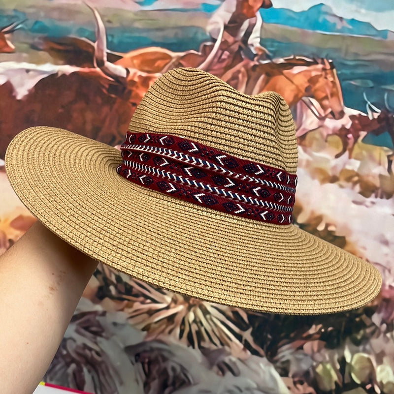 The Burgundy Rancher Woven Hat
