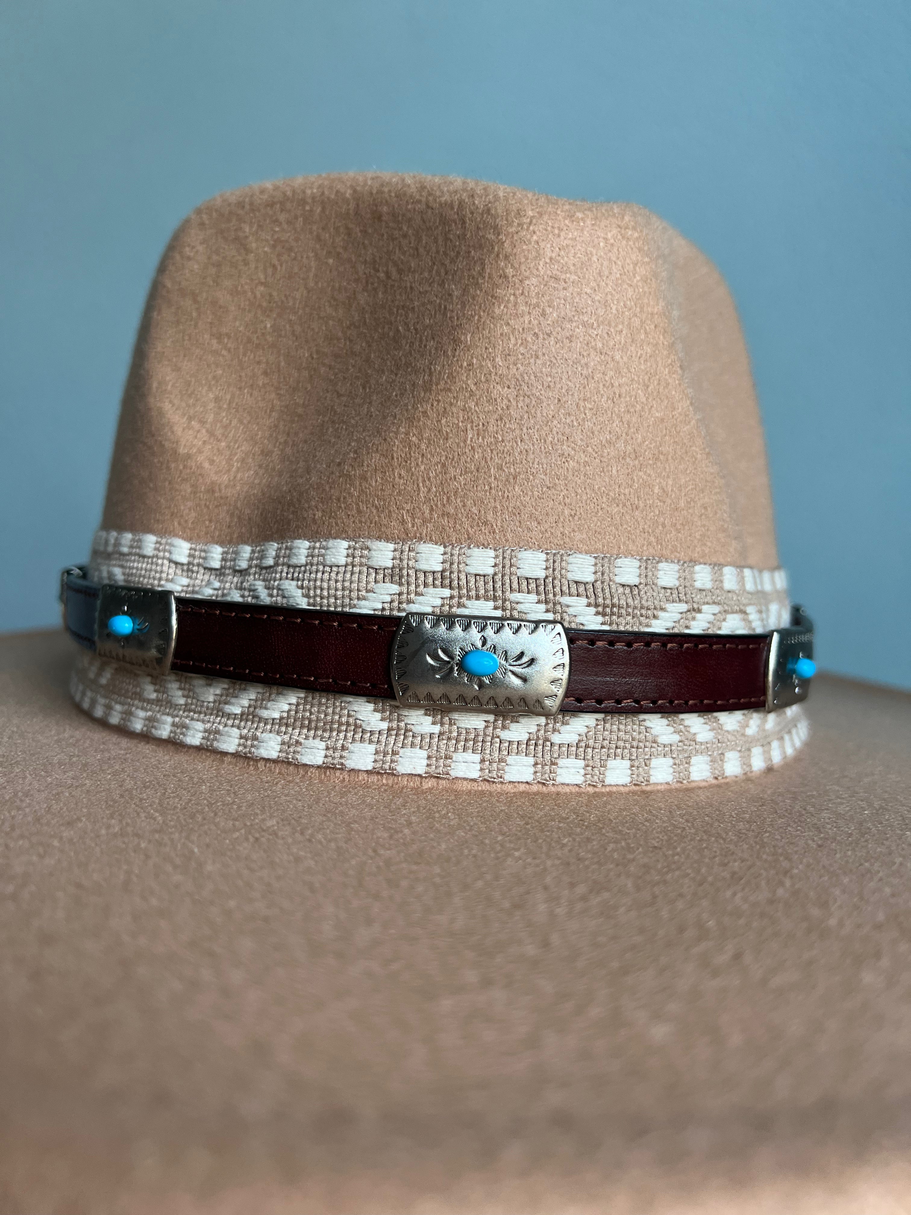 The Leather and Turquoise Hat Band - Brown